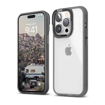Immagine di elago Cover Trasparente Dual Compatibile con iPhone 14 Pro Custodia Case (6.1&quot;), PC + TPU Tecnologia Ibrida, Anti Ingiallimento, Cristallina, Paraurti Antiurto, Protezione Completa Corpo (Nero)