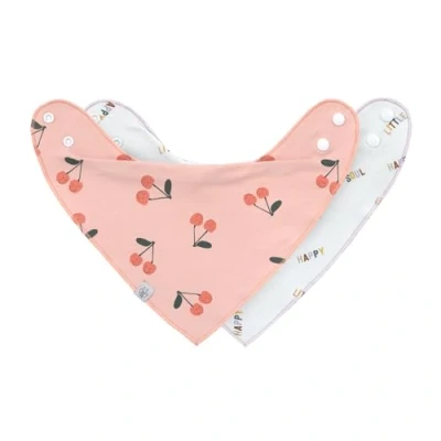 Immagine di LÄSSIG Bavaglino sciarpa triangolare 2 pezzi bottone a pressione reversibile in cotone biologico/Baby Bandana Happy Fruits Cherry