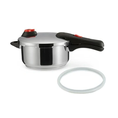 Immagine di Amazon Basics Pentola a Pressione in Acciaio Inox Induzione, 4 Litri, Argento