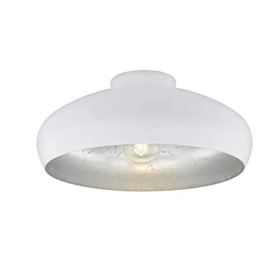 Immagine di EGLO Mogano lampada da soffitto industriale a 1 luce, vintage, in acciaio, soggiorno bianco, argento, cucina, corridoio con attacco E27