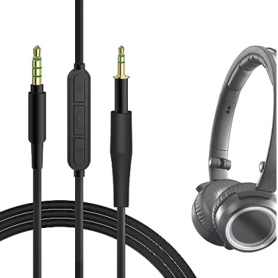 Immagine di Geekria Cavo di ricambio QuickFit per cuffie AKG K430, K450, K451, K452, Q460, K480, JBL J55, J88 con microfono e controllo del volume, compatibile dispositivi Android Apple (1,2 m)