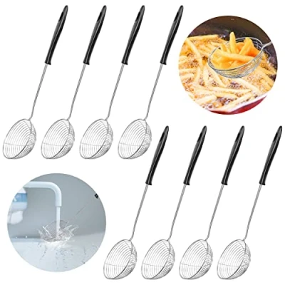 Immagine di Ticeed Schiumarola Ragno in Acciaio Inox 8 Pezzi, Set Filtro per Friggere da cucina 8cm Resistente alle Alte Temperature Adatto al Filtraggio Frittura