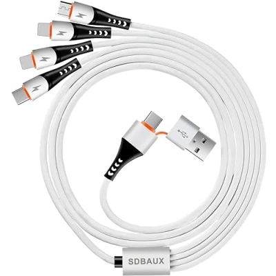 Immagine di SDBAUX 3A 6 in 1 USB A/USB C Multi Cavo di ricarica Phone a 2 iP Micro Tipo rapida, compatibile per telefoni cellulari, Samsung, Google, LG 1.2M
