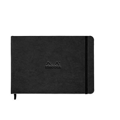 Immagine di RHODIA 118179C Taccuino Rigido Webnotebook Paesaggio Nero A5 192 pagine Carta Clairefontaine Uni Avorio 90 g/m Segna pagina, Chiusura con elastico Copertina Simil Cuoio
