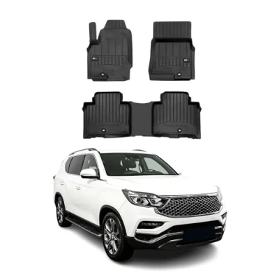 Immagine di Tappetini per auto in TPE compatibile con SsangYong Rexton 2017 2023 OMAC Premium 3D Nero Gomma