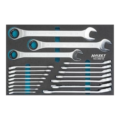 Immagine di Hazet 163 366/18 Kit chiavi combinate a cricchetto 18 parti 8 32 mm