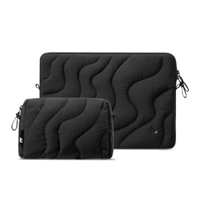 Immagine di tomtoc Custodia Trapuntata per Laptop 13 Pollici MacBook Air 2024 2018 M3/A3113 M2/A2681 M1/A2337, Pro M2/M1, Set di Puffy Sleeve con Borsa Accessori