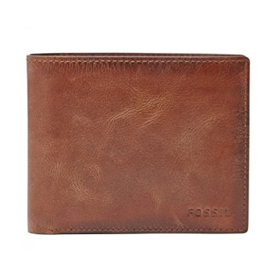 Immagine di Fossil Derrick Set di portafogli in pelle o poliestere per uomo, 11.4 cm L x 2.5 W 9.5 H, Marrone chiaro
