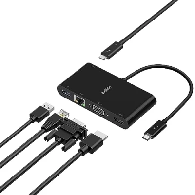 Immagine di USB C Multimedia + Charge Adapter (GBE, HDMI, VGA, A), BLK (100W PD)