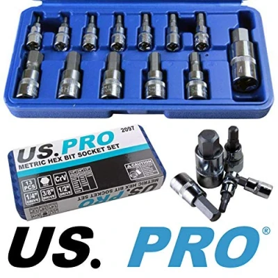 Immagine di US Pro 2097 Bergen Trade Quality 13 pz Metrico Hex Bit Socket Set 2 a 14mm in caso