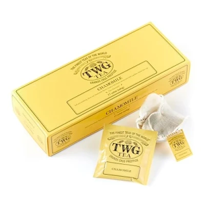 Immagine di TWG Tea Chamomile Camomilla Tè Tisane Decaffeinato e Senza Teina 15 Bustine di in Cotone Cucite a Mano Set Regalo