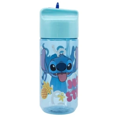Immagine di OM SUPPLIES Borraccia riutilizzabile in Tritan da 430 ml, motivo Stitch Characters, per vacanze, ritorno a scuola, pranzo bambini, plastica priva di BPA, include 12 matite (Stitch)