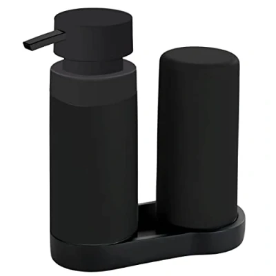 Immagine di Wenko Stazione di Lavaggio Easy Squeez e Nera, Combinazione Detersivo Ricaricabile Dispenser Sapone, Capacità Ca 250 ml per Dispenser, Dimensioni 15 x 18 7 cm