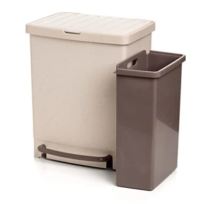 Immagine di TATAY Pattumiere Differenziata 17L + 8L, Capacità totale 25L, con pedale, 8L separatore, polipropilene, senza BPA, 100% materiale riciclato, Colore Beige. Misure: 33,5 x 31 42cm
