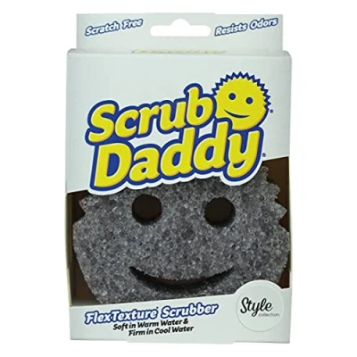 Immagine di Scrub Daddy Style Spugna Piatti Lavabile, Spugne Cucina e Bagno, Non Graffia Prodotti per la Pulizia della Casa, Design Morbido Compatto FlexTexture, Lavabile in Lavastoviglie, Grigio 1 Pz