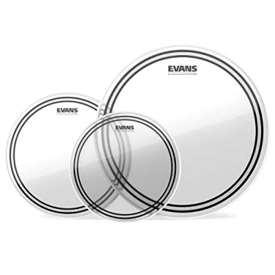 Immagine di Evans ETP EC2SCLR F Confezione da 3 Pelli EC2 per Tom Rispettivamente di 10&quot;, 12&quot; e 14&quot;, Fusion, Trasparente