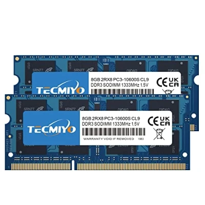 Immagine di TECMIYO Modulo di memoria RAM da 16 GB (2 x 8 GB) per desktop UDIMM DDR3 1333 MHz PC3 10600, senza buffer, non ECC, 1,5 V, CL9, 2Rx8 Dual Rank, 204 pin