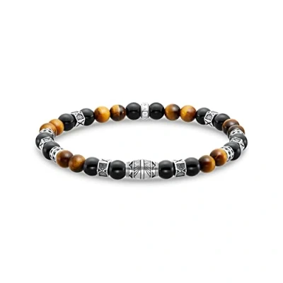 Immagine di THOMAS SABO Bracciale unisex con elementi occhio di tigre, Argento sterling 925, annerito, A2087 507 7, 17 cm, sterling, Nessuna pietra preziosa
