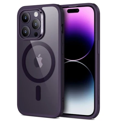Immagine di ESR Cover Magnetica per iPhone 14 Pro Max, Compatibile con Magsafe, Custodia Trasparente HaloLock, Protezione antiurto di livello militare, Retro resistente ai graffi, Viola
