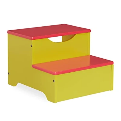 Immagine di Relaxdays Sgabello per Bambini, Cameretta, Bagno, Cucina, 2 Scalini, Realizzato in MDF, HLP: 25x33x36 cm, Lilla/Rosa