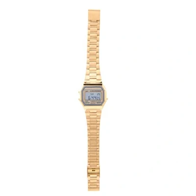 Immagine di Orologio da Polso Elettronico con Retroilluminazione a LED Digitale Quadrante Rettangolare Cinturino in Acciaio Inossidabile per Uomo Donna(oro)