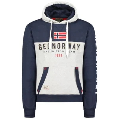 Immagine di Geographical Norway Felpa con Cappuccio Uomo a Maniche Lunghe Modello FERATO, grigio melange, XL