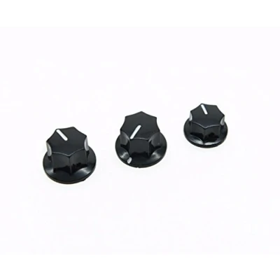 Immagine di Dopro Set di 3 manopole per basso Jazz J con inserti in ottone nero USA Spec 1/4&quot;