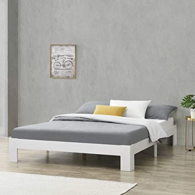 Immagine di [en.casa] Struttura Letto in Legno di Pino 120 x 200 cm con Rete a Doghe 1 Piazza e Mezza Design Minimal Bianco