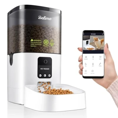 Immagine di Balimo Distributore Automatico Cibo Gatti con Telecamera 1080P, 2.4G WiFi Dispenser Crocchette Gatto, 4L APP Video Audio Visione, Da 1 a 8 pasti al giorno