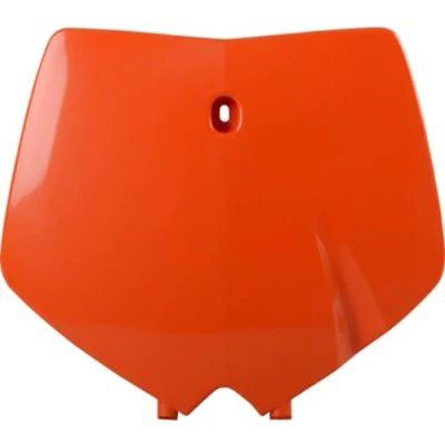 Immagine di POLISPORT 8660300001 Tabella portanumero replica OEM realizzata in plastica lucida resistente e durevole compatibile con le moto KTM colore arancia