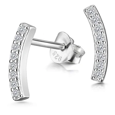 Immagine di MATERIA SO 407 Orecchini da donna a forma di arco con zirconi bianchi argento 925 rodiato
