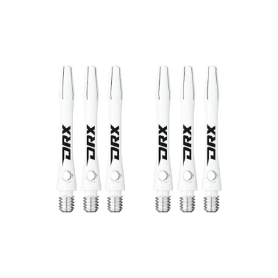Immagine di RED DRAGON DRX Coated Aluminium Short White Logo Dart Stems (Shafts) 2 Sets per Pack (6 in Total)