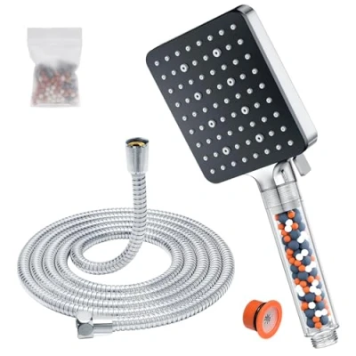 Immagine di YEAUPE PRO Soffione Doccia, Doccino per Doccia con Filtro Tubo,Doccetta Alta Pressione Anticalcare,Soffione Quadrato Grande 6 tipi di getto,Doccia Bagno