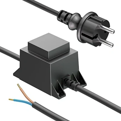 Immagine di ledscom.de 10W Alimentatore trasformatore LED/trasformatore a 2 fili, spina, 12V AC, nero, IP44, bassa tensione, impermeabile, tensione DC, corrente completamente isolato, trasformatore, spina di