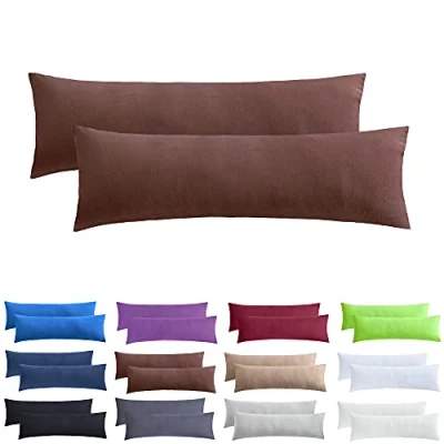 Immagine di NatureMark Confezione da 2 federe per cuscini in jersey, dormire lateralmente, cuscino il collo, conformi all’OEKO TEX, 40 x 145 cm, diversi colori e dimensioni, Cioccolato marrone
