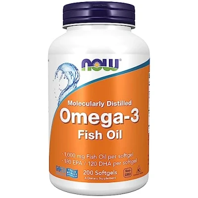 Immagine di Now Foods Molecularly Distilled Omega 3 (distillato molecolarmente), con EPA e DHA, ad alto dosaggio, 200 capsule morbide, Testate in Laboratorio, Senza Soia, Glutine, Non OGM