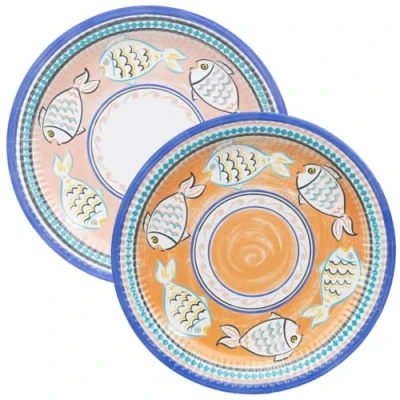 Immagine di Talking Tables 10 Piatti di carta a forma pesce arancione usa e getta vivaci per feste, ideali picnic, brunch, pranzi, matrimoni 23 cm