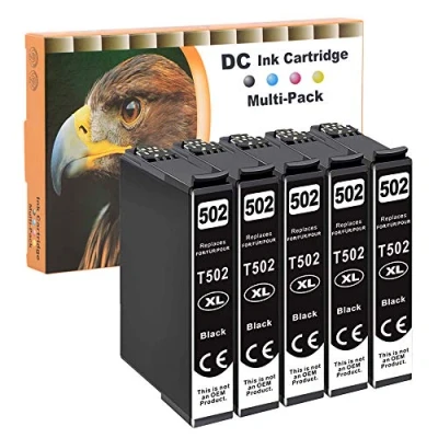 Immagine di D&amp;C 5x cartucce compatibili con Epson 502 XL per Expression Home XP 5100 Series 5105 5115 WorkForce WF 2800 2860 D DWF 2865 (5 nero)
