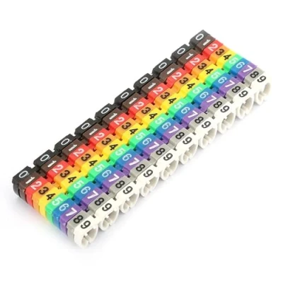 Immagine di Marcatore a Filo per Stringhe Clip Digitale in Plastica con Scatola Marcatura di Numeri Digitali Plastica(100PCS KCM 6MM)