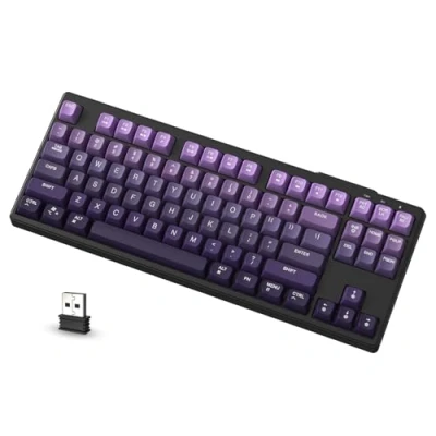 Immagine di ATTACK SHARK X FREEWOLF M87 Tastiera da Gioco Wireless all&#039;80%, TKL RGB Mechanical Feeling SA PBT Bluetooth/2.4Ghz, Batteria 4000 mAh per Mac/Win, Ufficio/Giochi, QWERTY Sfumatura Viola