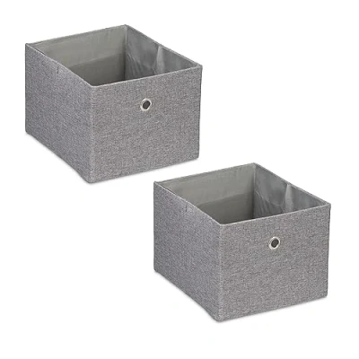 Immagine di Relaxdays Scatola Portaoggetti, Set 2 Portagiochi da Scaffale, HLP 16x20,5x25 cm, Box in Stoffa Giochi, Libreria, Grigio