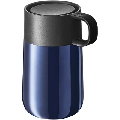 Immagine di WMF Impulse Travel Mug, tazza termica in acciaio inox, 0,3 l, chiusura automatica, apertura a 360, mantiene le bevande calde per 6 ore, fredde 12 blu, 1 pezzo (confezione da 1)