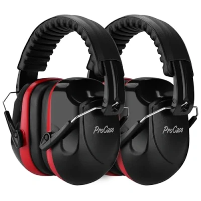 Immagine di ProCase Cuffie Antirumore, NRR 28 dB Antirumore per Ambito Lavorativo, Lavoro Sul Trattore, Studiare, Falciatura, Sparare, Aereo, Muscia Forte Rosso/ 2 Pezzi
