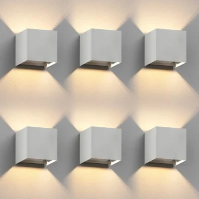 Immagine di ledscom.de 6 pz. applique CUBEL per esterni, IP65, up/downlight, bianco opaco, angolare, 1x G9 max. 10W