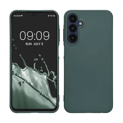 Immagine di kwmobile Custodia Compatibile con Samsung Galaxy A25 Cover Back Case Morbida Protezione in Silicone TPU Effetto metallizzato petrolio