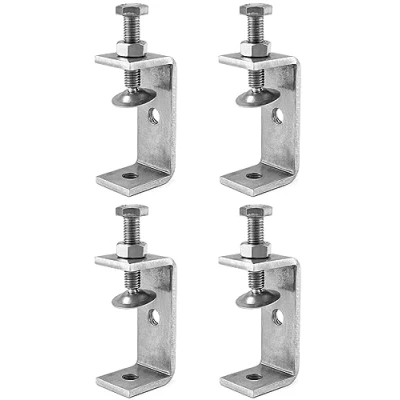 Immagine di QWORK 4 Pezzi Morsetto a C in Acciaio Inox 304, Per impieghi gravosi, Lavorazione Legno DIY, Saldatura, Mobili, Colore Argento, Stile 1