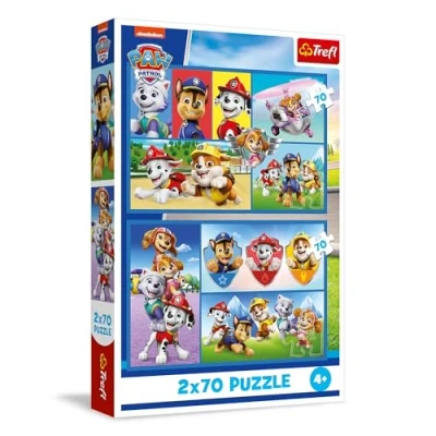 Immagine di Trefl 2in1: PAW Patrol, La Squadra dei Cuccioli Comanda 2 x 70 Pezzi, Coppia di Puzzle per Bambini dai 4 anni, Multicolore, 34441