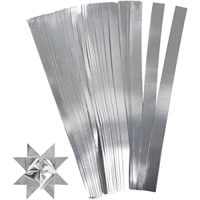 Immagine di Fröbelsterne Strisce di cartone metallizzato, colore: argento, 100 pezzi, 10 x 45 mm l&#039;uno