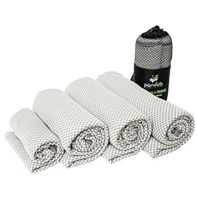 Immagine di pandoo Asciugamano da Viaggio in bambù Telo Nylon Ecologico e Fibre di Carbonio Super Assorbente, Morbido Antibatterico per Sport, Palestra, Viaggi ed Escursioni 130 x 80 cm
