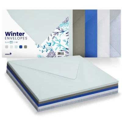 Immagine di Netuno 25 buste da lettera colorate motivo Inverno formato B6 125x 175 mm lettere mix colori set per biglietti auguri inviti matrimonio compleanno battesimo partecipazioni